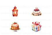 Watercolor New Year Clipart| Party, a Decorative Illustration by BrushstrokeArtGB (Thumbnail 5 of 8)