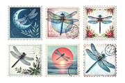 Dragonfly Postage Stamps Clipart, an Illustration by Daily.Designs (Thumbnail 2 of 5)