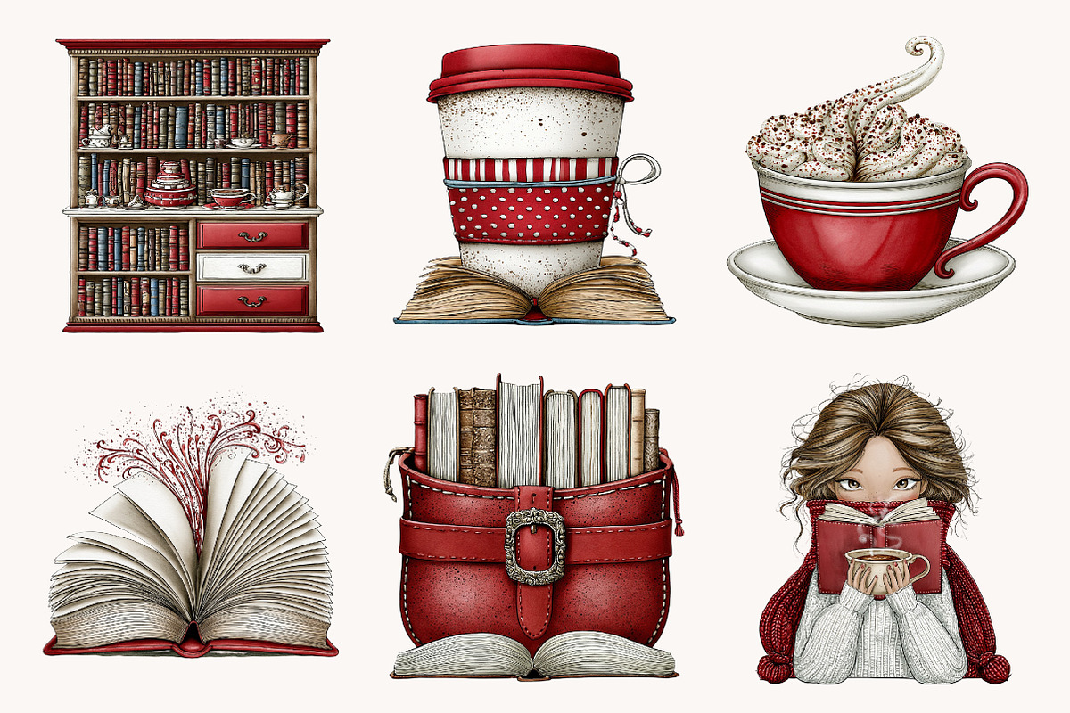 Coffee & Reading Moments Clipart, a Seasonal Illustration by Designworld (Photo 2 of 9)