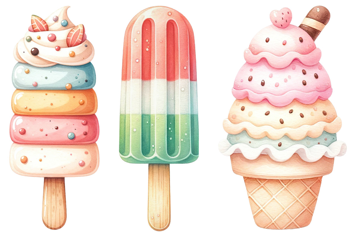 Whimsical Ice Cream Bundle, a Food Illustration by Whimsy Brush Studio (Photo 3 of 9)