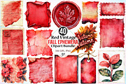Red Vintage Fall Ephemera Clipart, a Seasonal Illustration by Canvas Craft (Thumbnail 1 of 5)