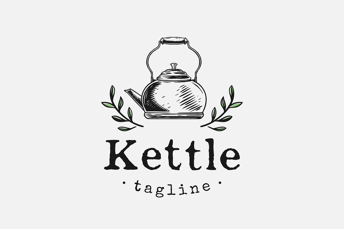 Classic hand drawn kettle logo, a Branding & Logo Template by zdson