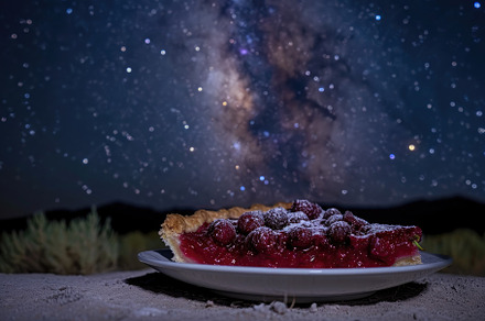 A single slice of pie placed on a wh, a Photo by Iftikhar Alam