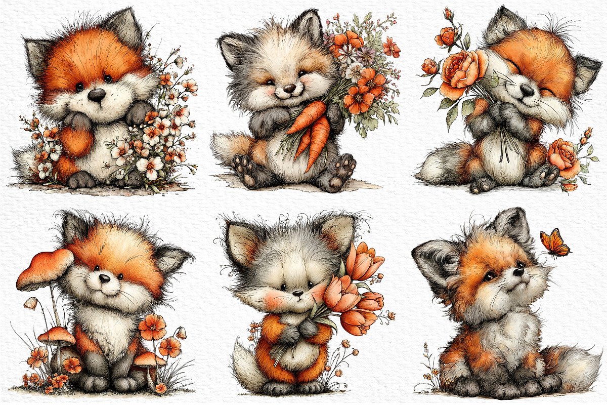 Whimsical Spring Fox Clipart Png, an Illustration by Craft Nest (Photo 4 of 11)