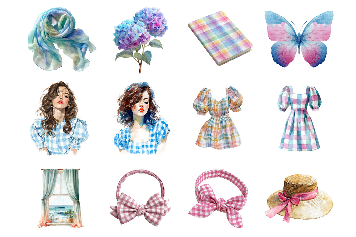 Watercolor Summer Chic Clipart, an Illustration by DreamArtGraphic (Photo 3 of 4)