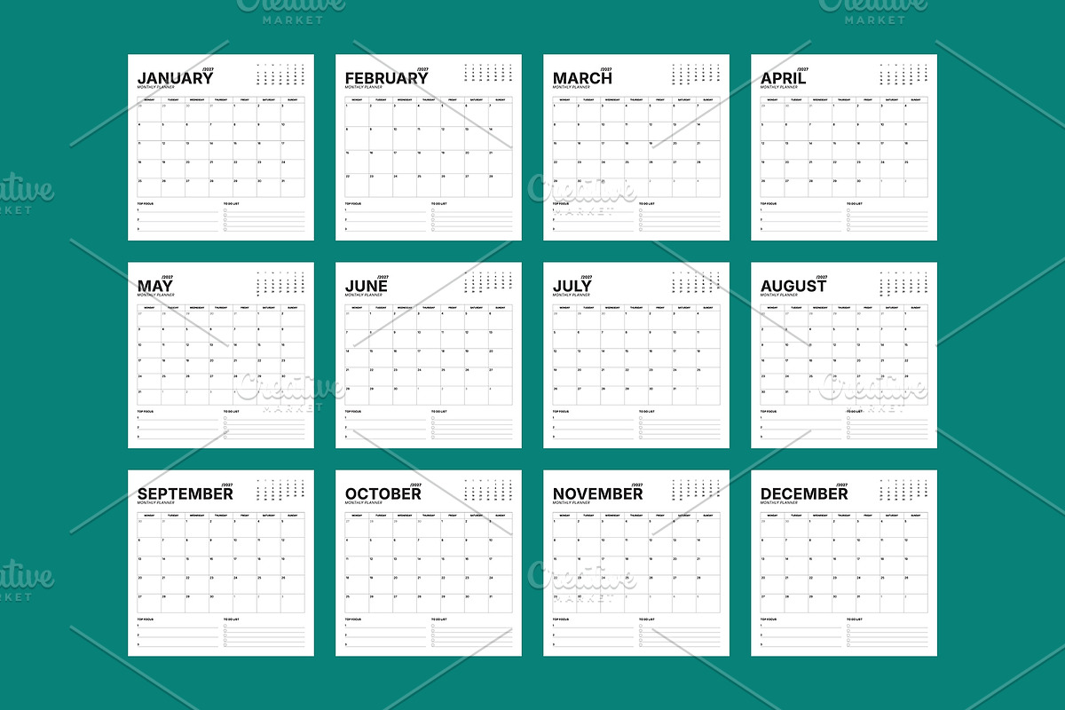 2027 Monthly Planner Calendar, a Texture Illustration by mikhailmorosin (Photo 2 of 4)