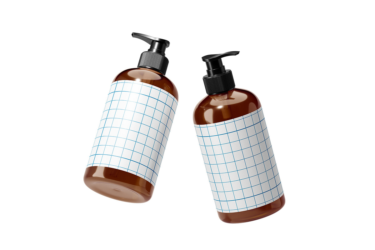 Amber Pump Bottle Mockup, a Cups & Container Mockup by Akebareee (Photo 3 of 3)