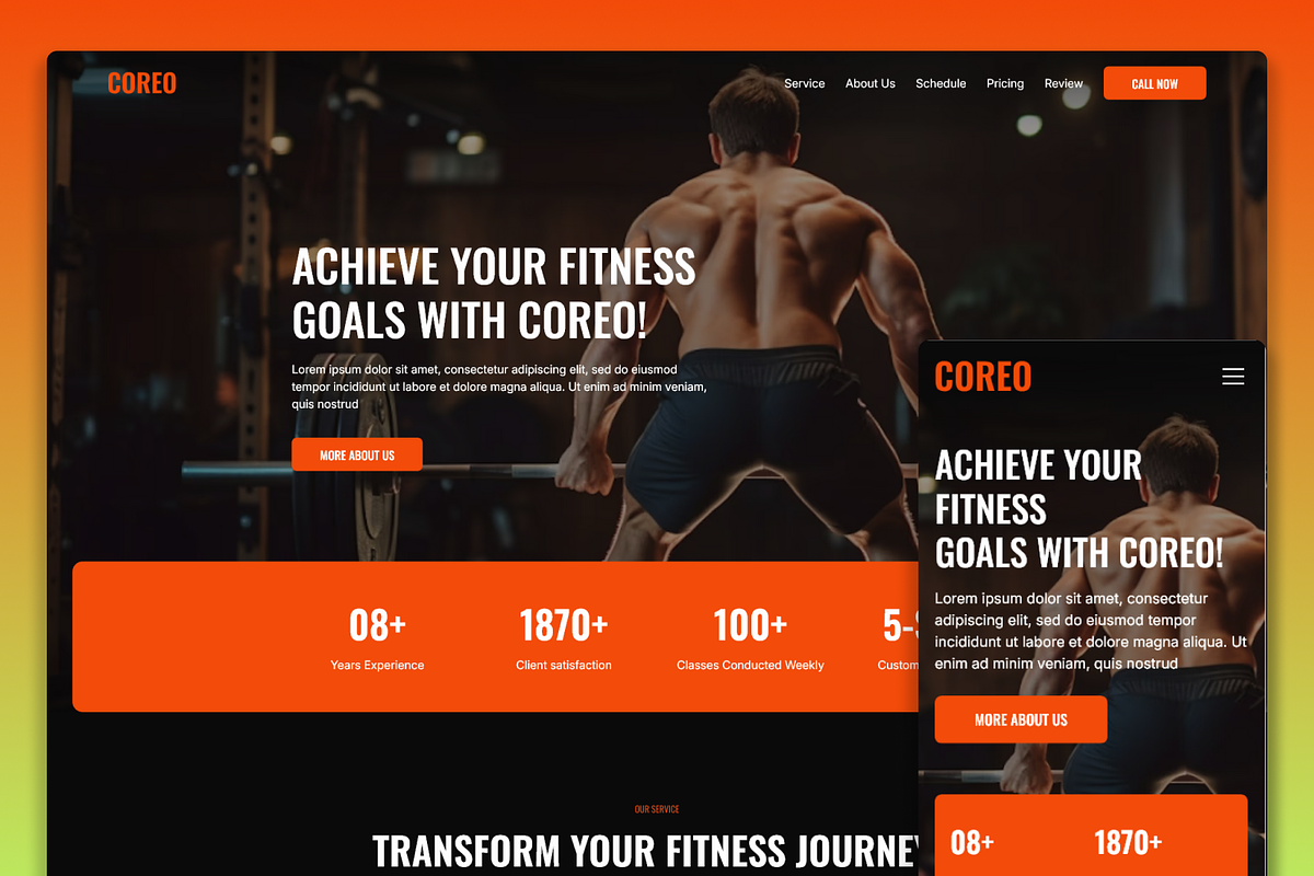 Coreo Fitness Gym Framer Template, a Landing Page Template by Flow Samurai Templates (Photo 5 of 5)