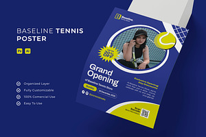 Baseline Tennis - Poster, a Poster Template by Esensifiksi.studio