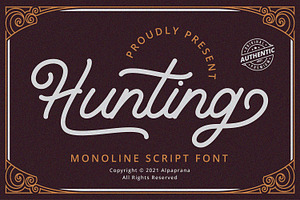 Hunting - Monoline Script Font