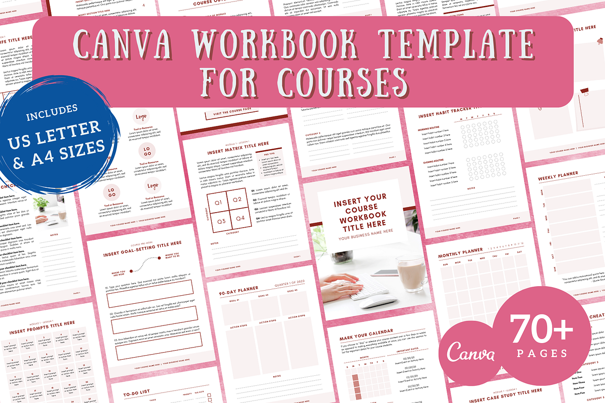 Canva Workbook Template Courses, a Magazine Template by ProductiveandFree (Photo 1 of 21)