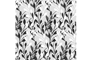 Monochrome botanical seamless, a Texture Illustration by okskukuruza