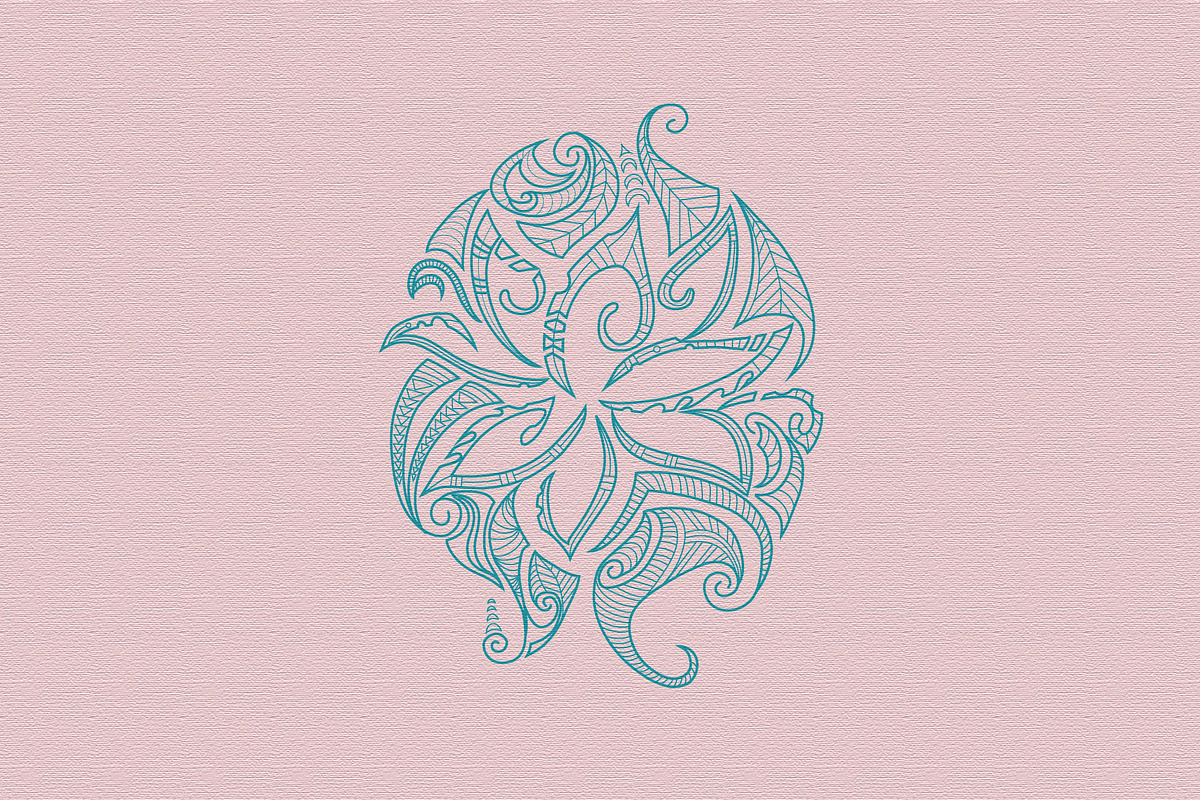5 Black & White Maori Lotuses, a Pattern Graphic by Natsuhisui (Photo 5 of 5)