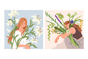 Women with flowers cards set, a Person Illustration by Good Studio (Thumbnail 2 of 7)