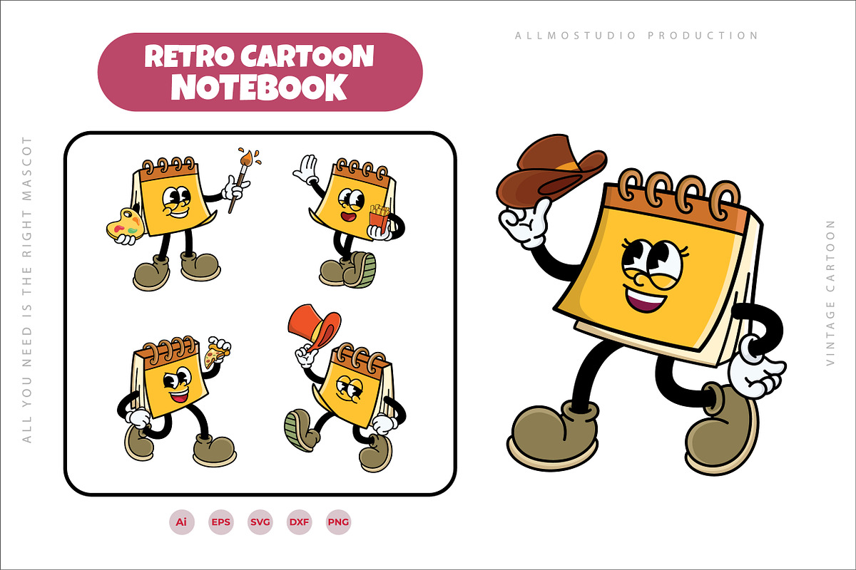 Notepad Mascot Characters, an Object Illustration by Allmostudio (Photo 2 of 5)