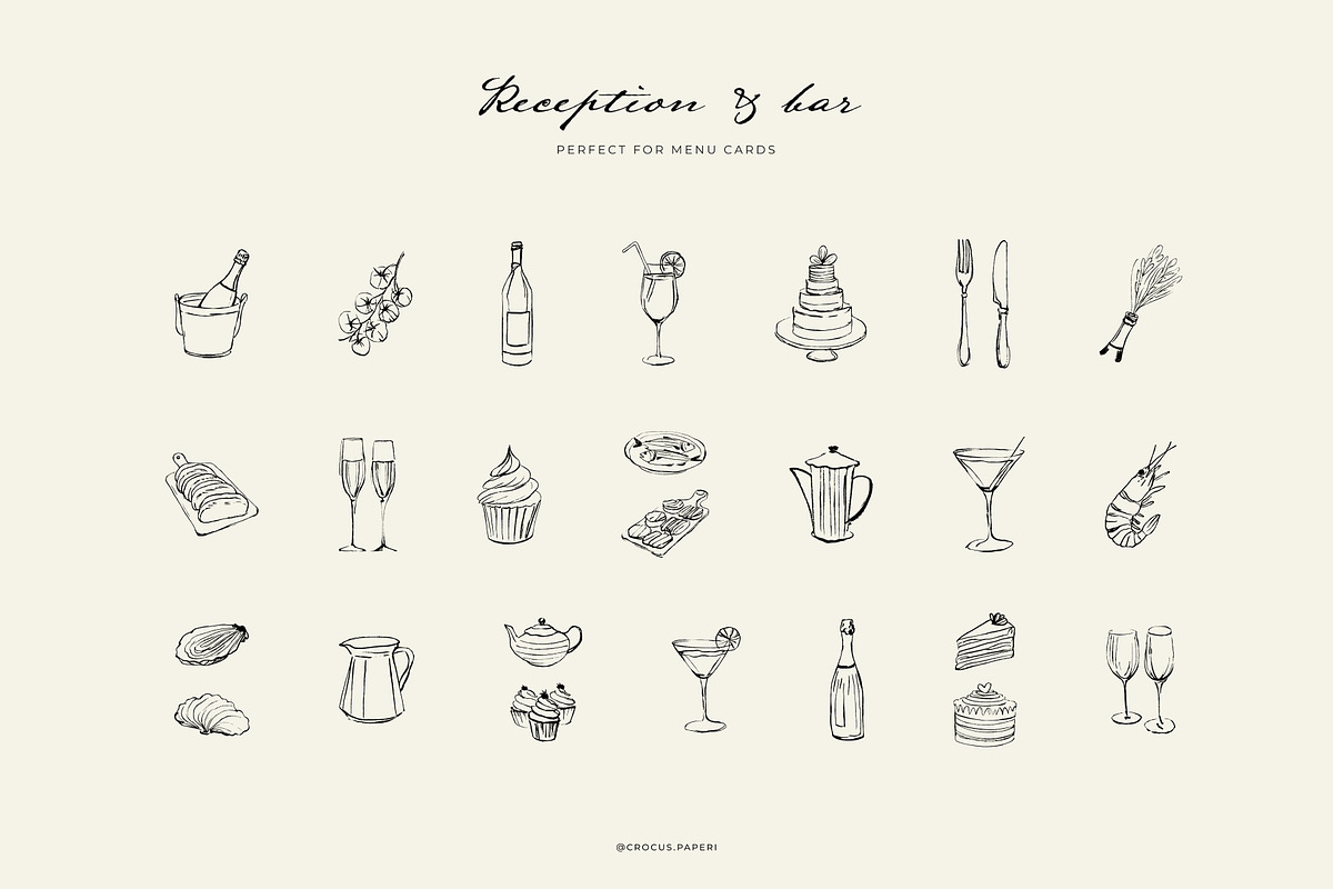 WEDDING line art illustrations, a Decorative Illustration by Crocus Paperi (Photo 5 of 6)