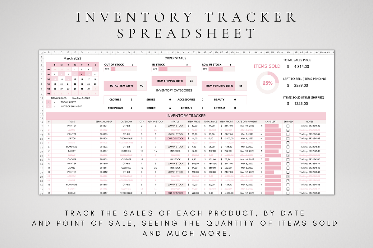 Excel Inventory Tracker Template, a Templates & Theme by BRANDcontent