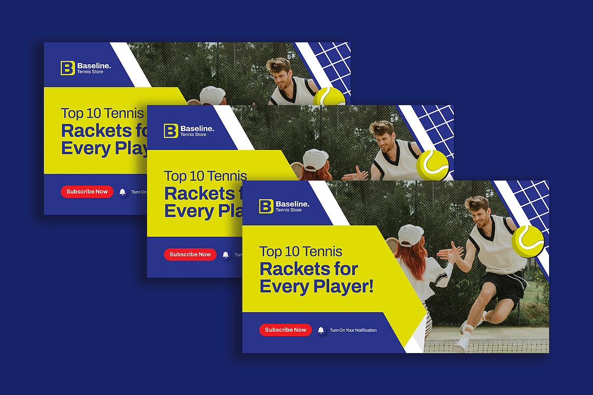 Baseline Tennis - YouTube Thumbnail, a Social Media Template by Esensifiksi.studio (Photo 3 of 3)