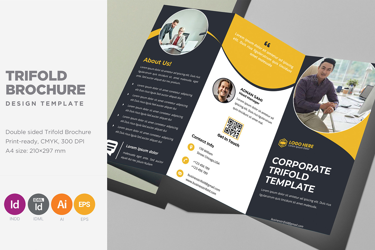 Corporate Trifold Brochure v3, a Brochure Template by SamiSimply7