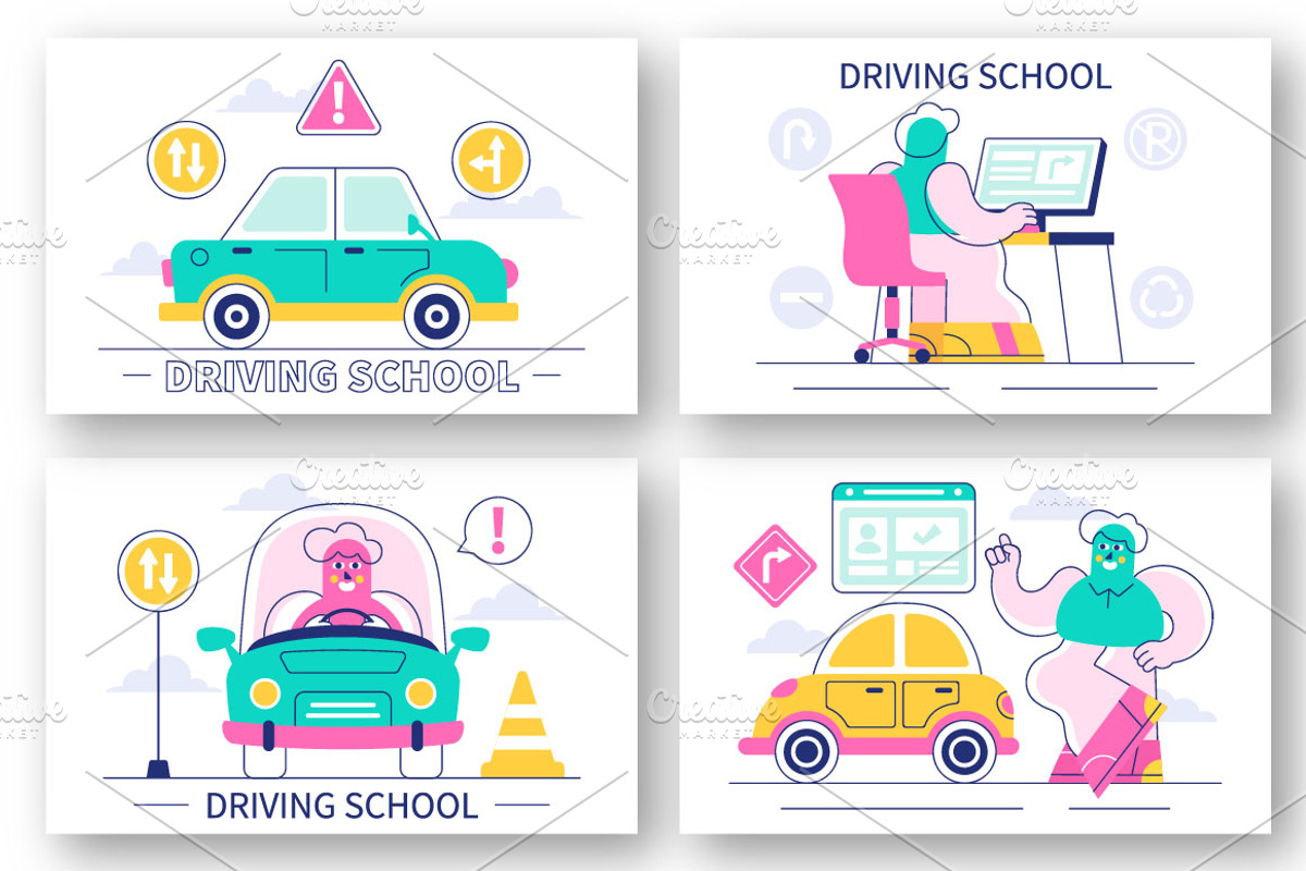 10 Driving School Illustration, a Transportation Illustration by denayunebgt (Photo 3 of 4)