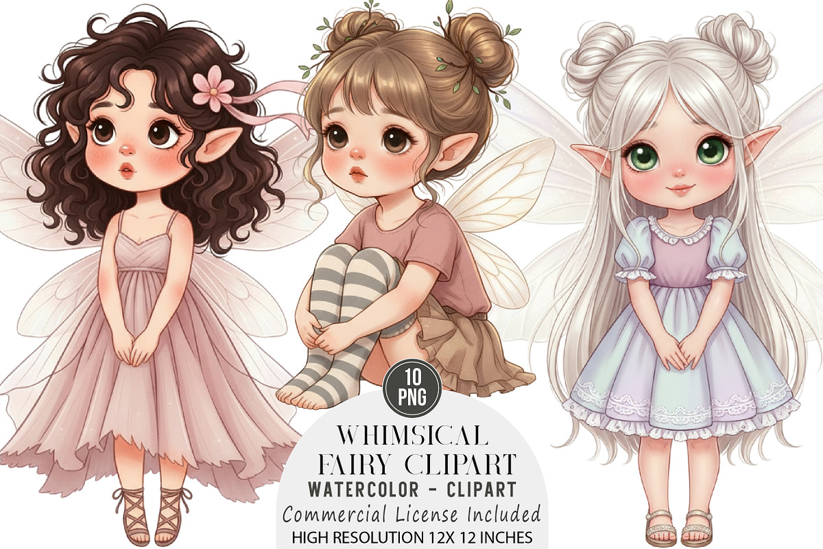 Whimsical Fairy Clipart Bundle, an Illustration by DreamArtGraphic (Photo 1 of 4)
