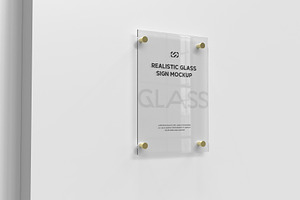 Glass Sign Plate on White Wall Mock, a Product Mockup by graphypix
