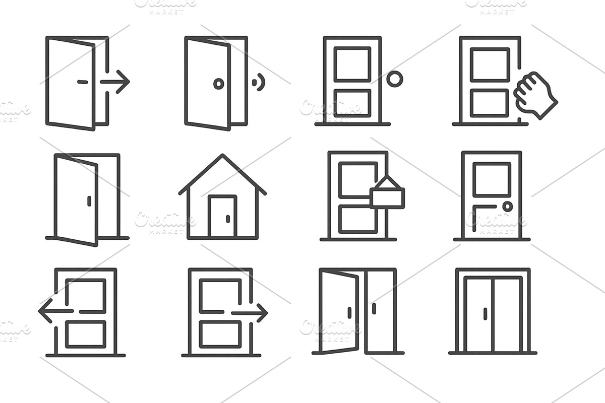 Different types of doors with, an Object Illustration by ZinetroN