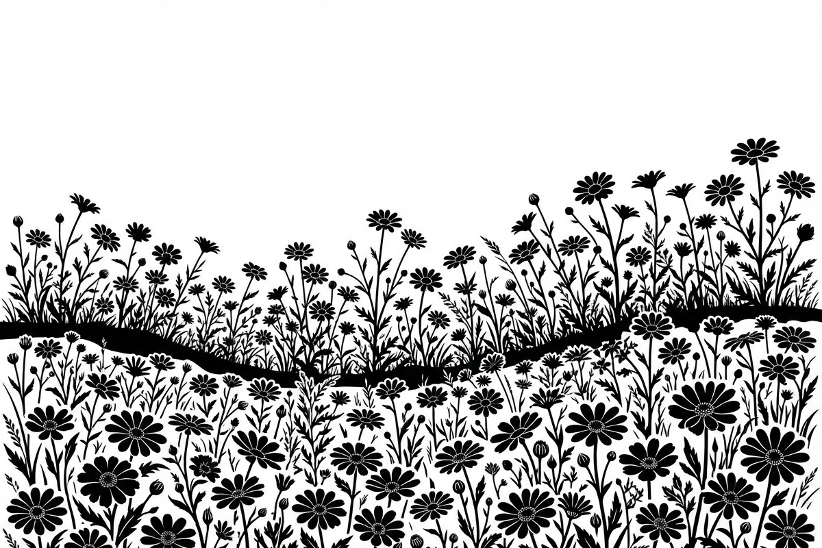 60 Daisy Flower Field Silhouette, a Seasonal Illustration by Amazin_art (Photo 16 of 35)