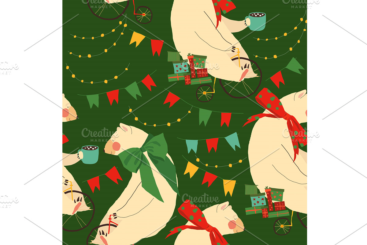 Seamless Pattern with Cute Polar, an Illustration by Maria Starus