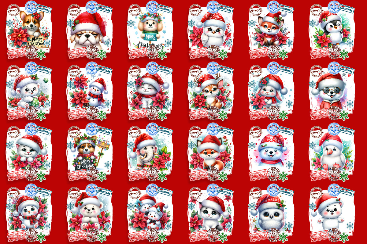 Christmas Santa Sack bundle, an Animal Illustration by ElenazlataArt (Photo 3 of 10)
