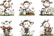 Whimsical Spring Cow Clipart, an Illustration by Designking (Thumbnail 3 of 5)