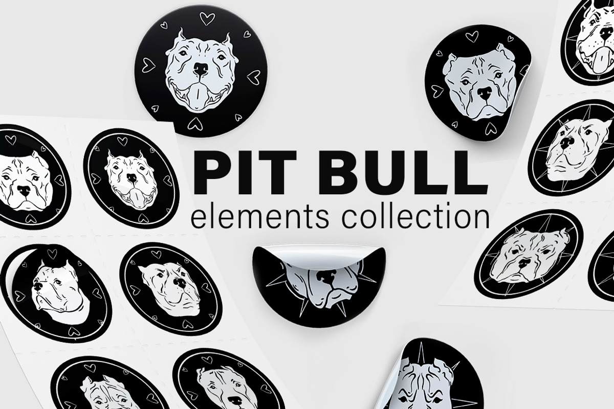 PIT BULL - set for pitbull lovers, an Illustration by Ja Polina ArtShop (Photo 1 of 10)