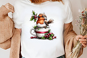 Whimsical Christmas Bird Clipart, an Illustration by Canvas Craft (Thumbnail 5 of 6)