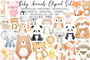 Baby Animals Watercolor Clipart Set, an Animal Illustration by Sublimation Artist