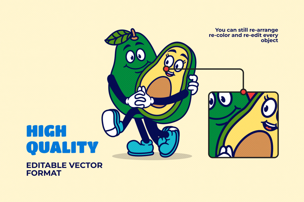 Retro Fruit Mascot Illustration, an Object Illustration by Decoconio Design (Photo 5 of 8)