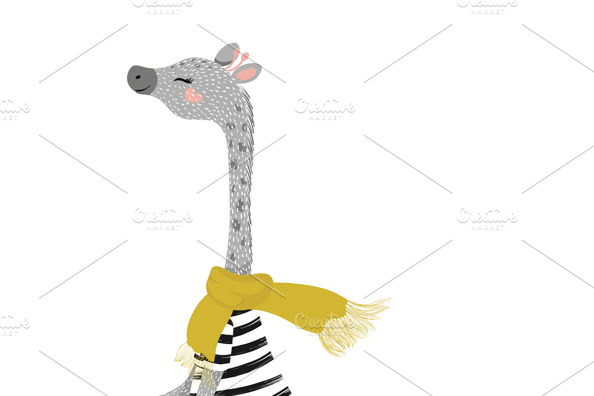 Cute giraffe print.Cartoon character, an Animal Illustration by StudioLondon (Photo 4 of 4)