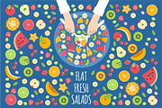 Flat Fruits Salad, a Food Illustration by Rosa Puchalt (Thumbnail 1 of 2)
