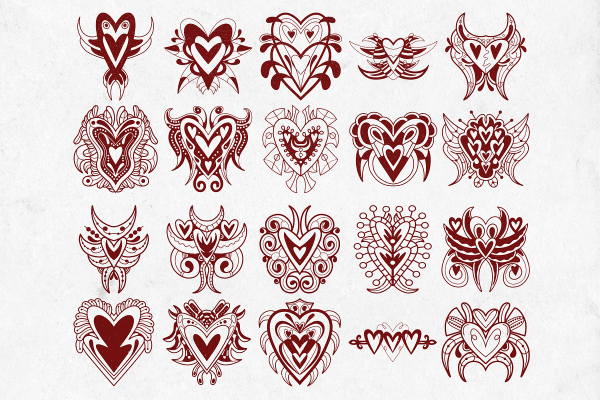 Ornamental Heart Hand Drawn, a Decorative Illustration by Tekuni (Photo 6 of 13)