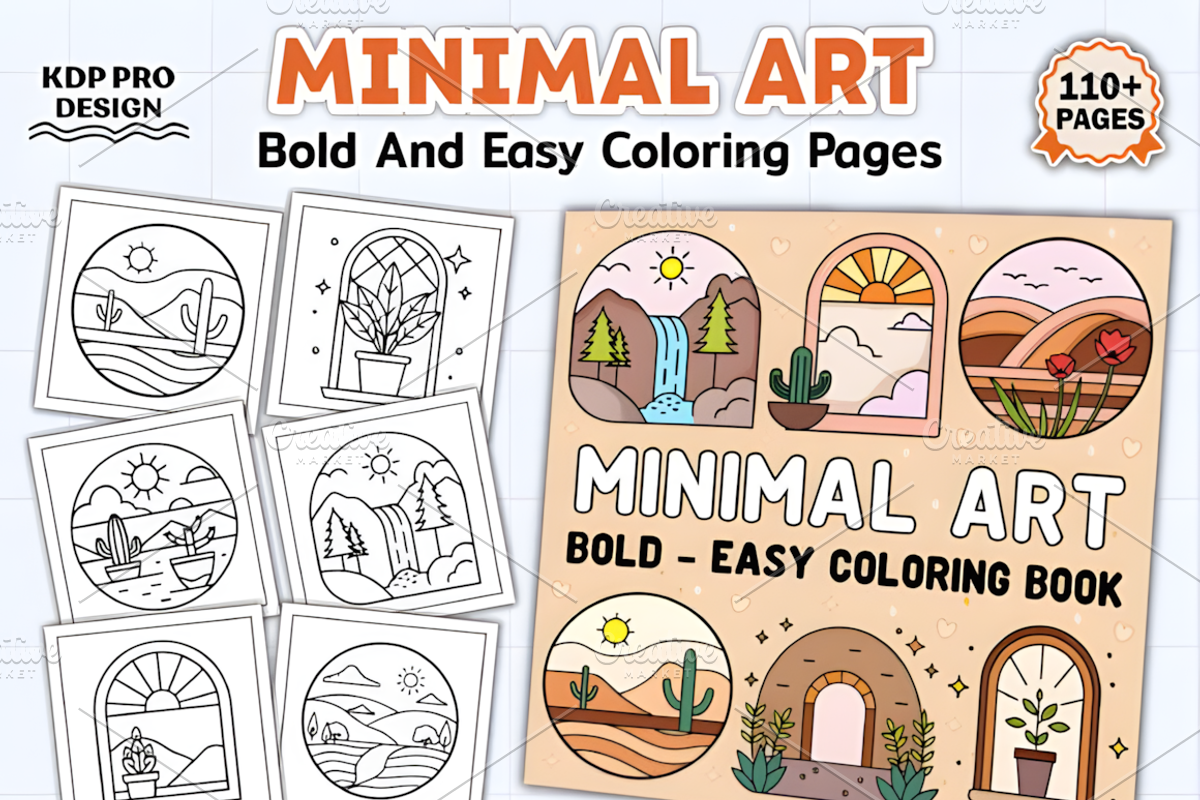 Minimal Art Coloring Book Bold Easy, a Decorative Illustration by Design Station (Photo 1 of 6)