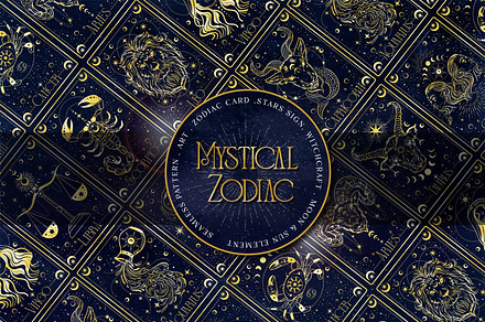 MYSTICAL ZODIAC, a Pattern Graphic by MSNTY STUDIOX