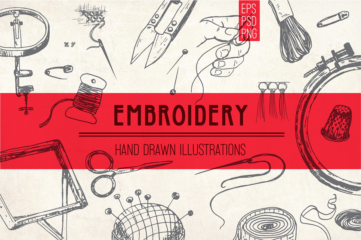 Emboidery tools and accessories, a Decorative Illustration by Alena Kaz (Photo 1 of 3)