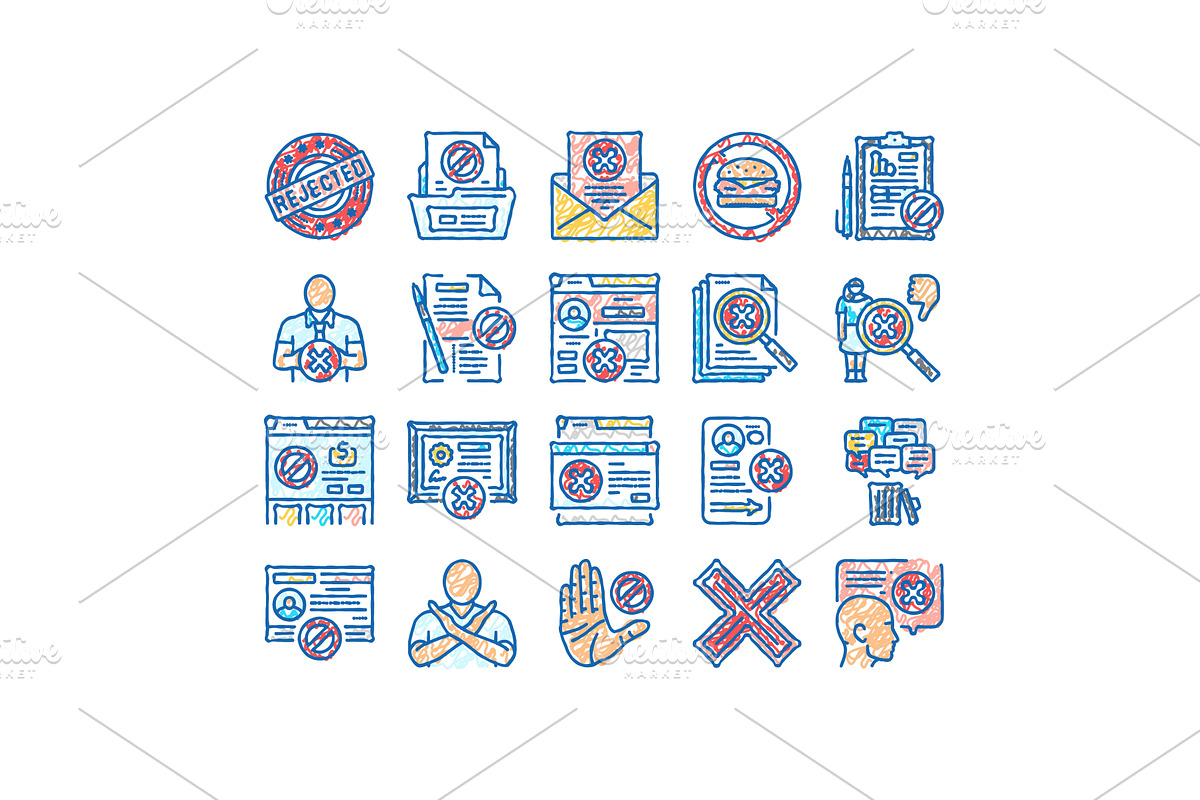 reject man stop stamp cancel icons, an Object Illustration by pikepicture