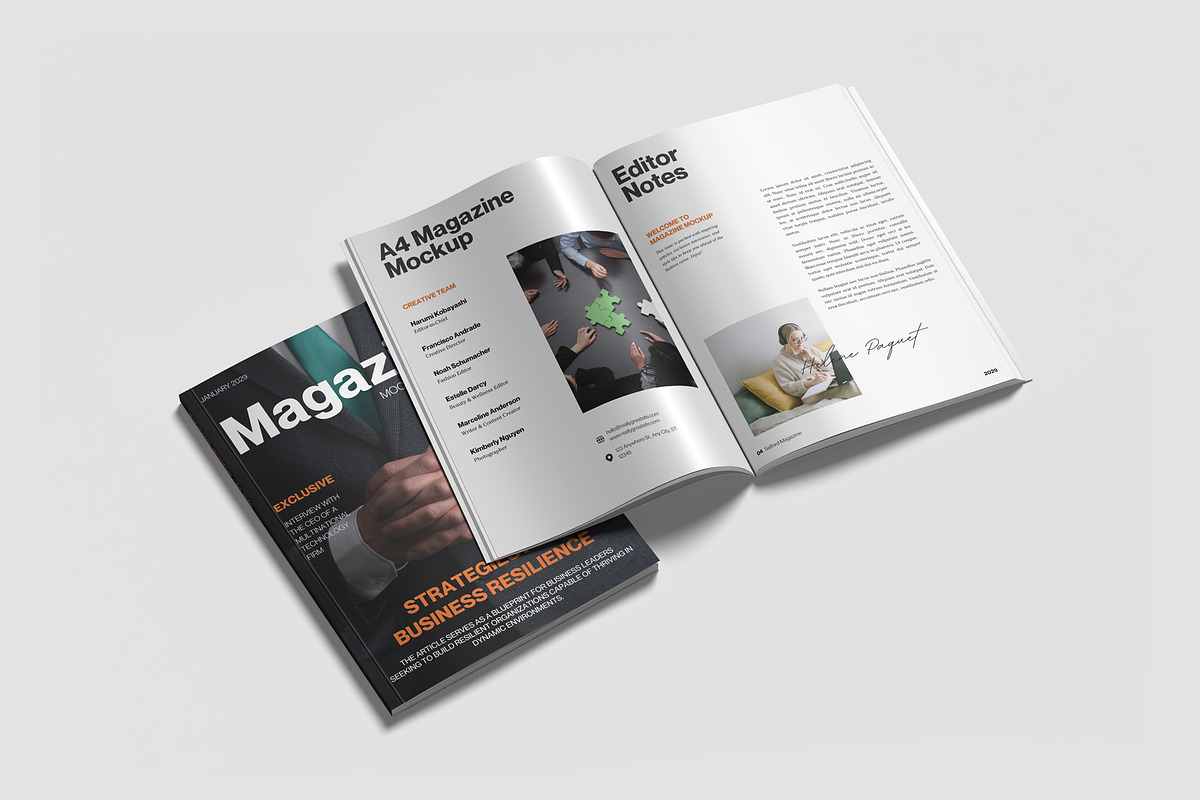 A4 Magazine Mockup Kit, a Books & Magazine Mockup by graphiccrew (Photo 8 of 16)