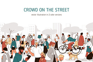 People crowd walking on city street, a Person Illustration by Good Studio