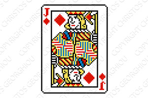 Pixel Art Jack of Diamonds Playing, an Illustration by Christos Georghiou