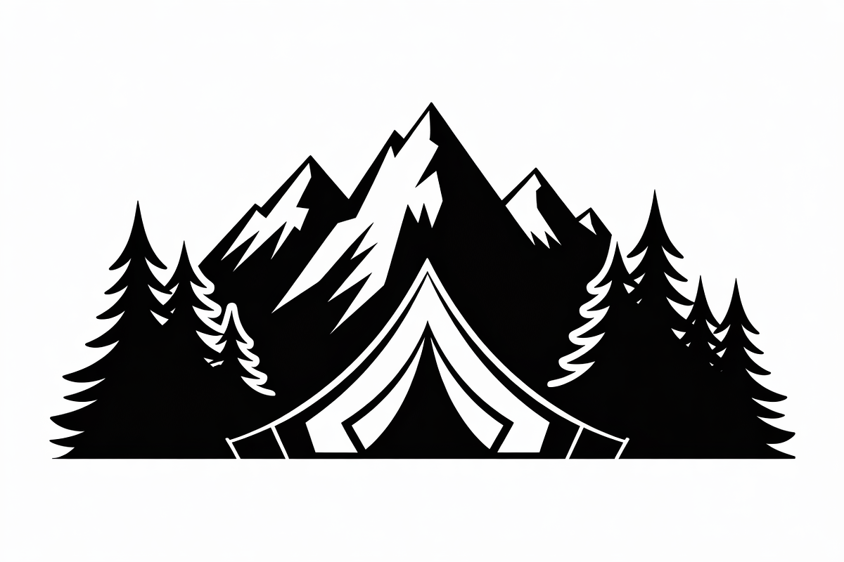 silhouette camping tent mountain, an Illustration by Amazin_art (Photo 17 of 17)