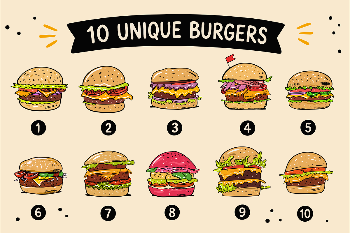 Burger Doodles & Fast Food Clipart, a Food Illustration by Oktyabr (Photo 2 of 4)