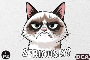 Funny Cat Seriously PNG, an Illustration by DreamCafeArt