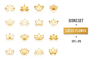 Lotus golden symbols vector set
