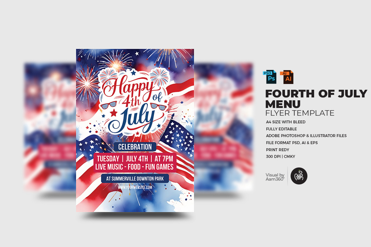 4th Of July Flyer Template, a Flyer Template by Aam360 (Photo 1 of 3)